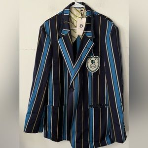 Banana Republic Athletics Clubhouse Blue/Green Striped Blazer in XL